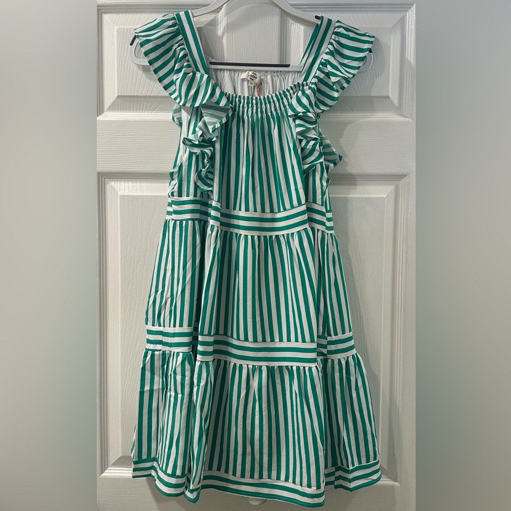 NWT Entro Green & White Striped Dress